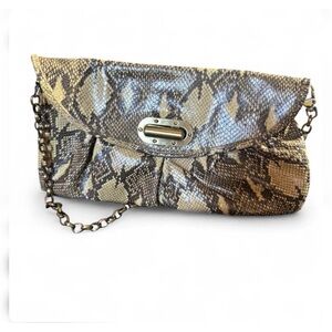 Carla Mancini Y2K Snakeskin Leather Chain Shoulder Bag Clutch